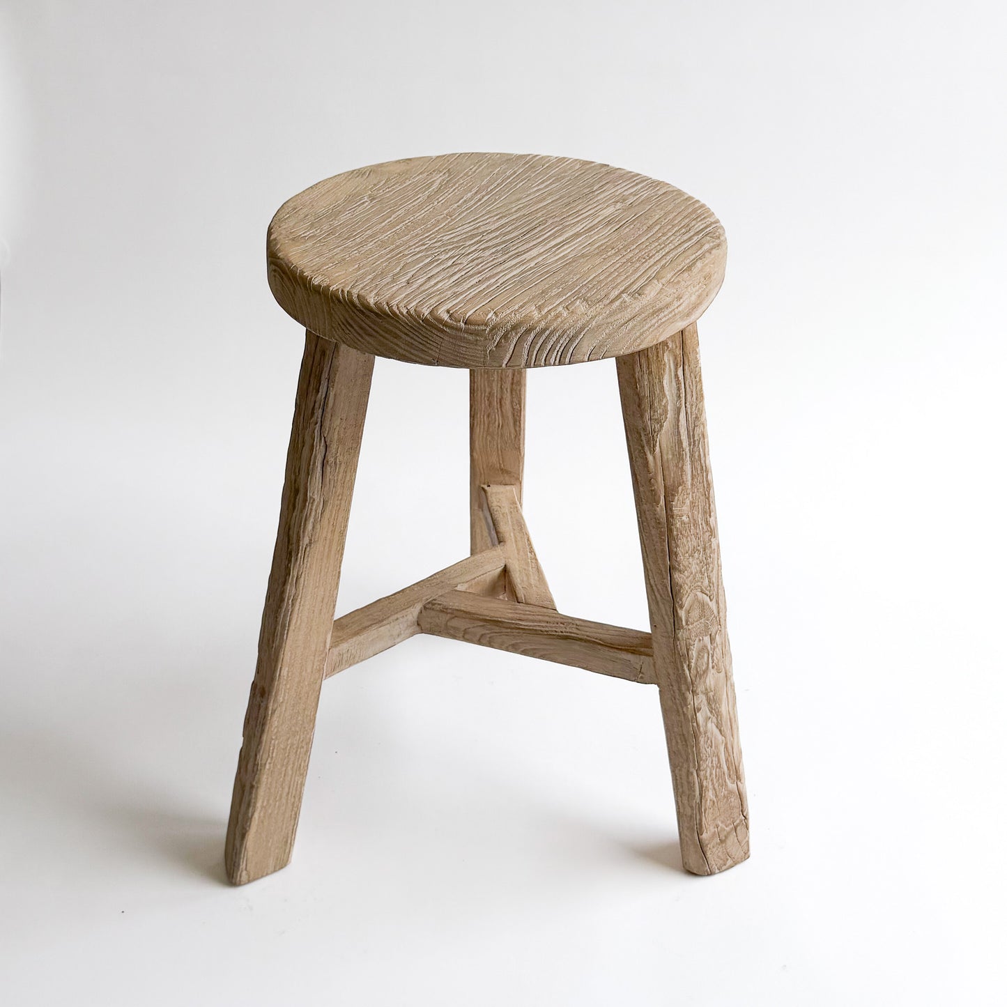 Round Elm Stool - Triangle Base