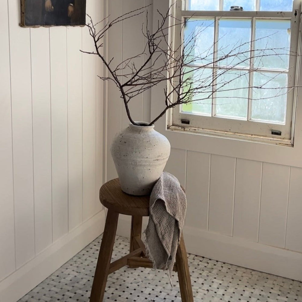 Round Elm Stool - Triangle Base