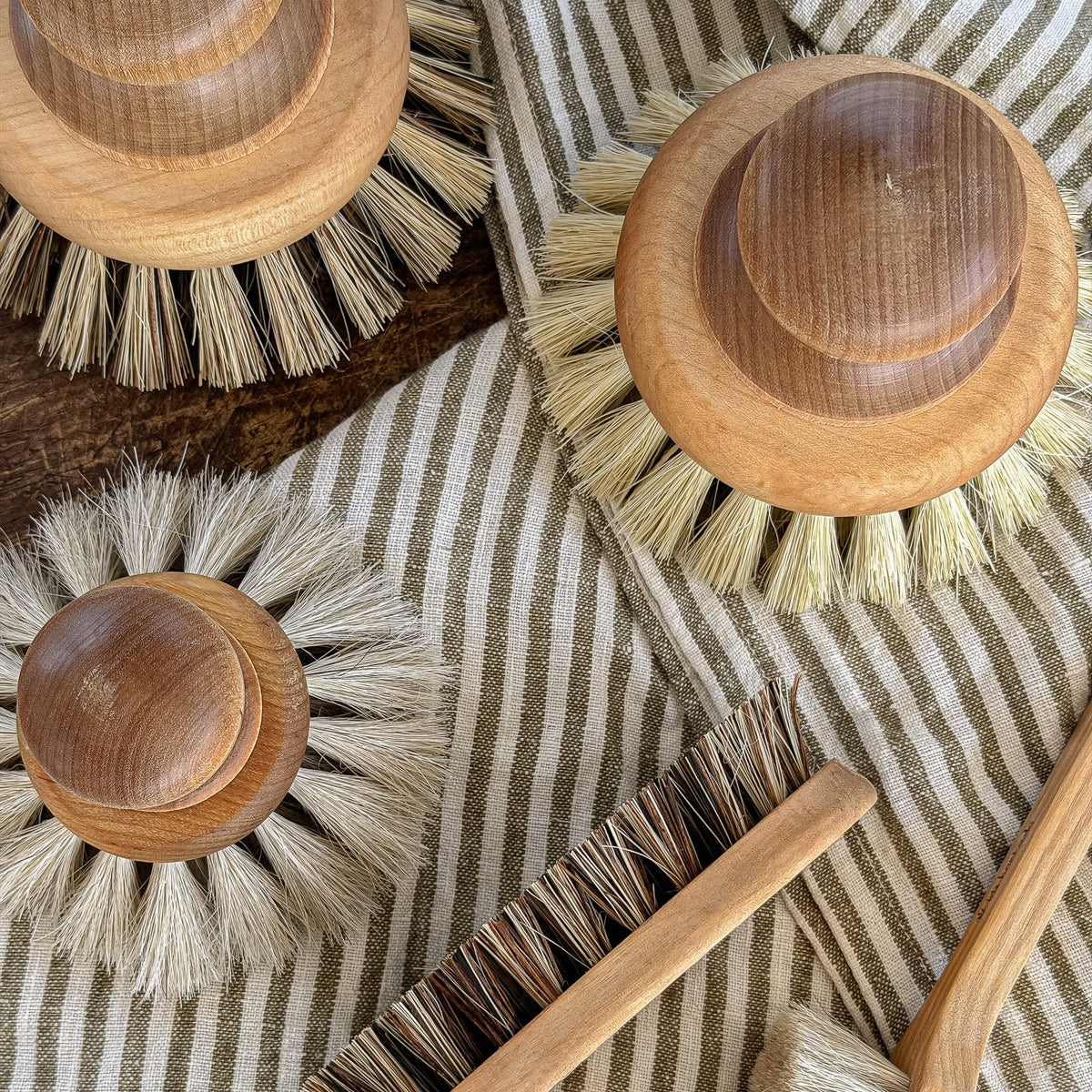 Pan Brush in birch with stiff tampico bristles