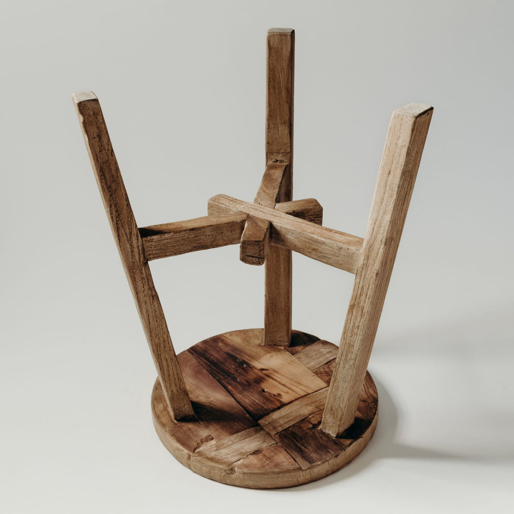 Round Elm Stool - Star Base