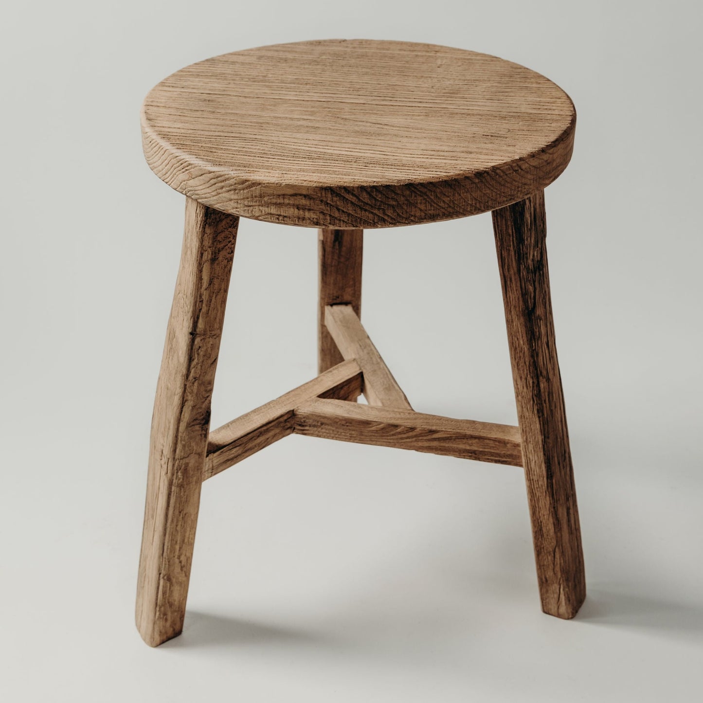 Round Elm Stool - Triangle Base